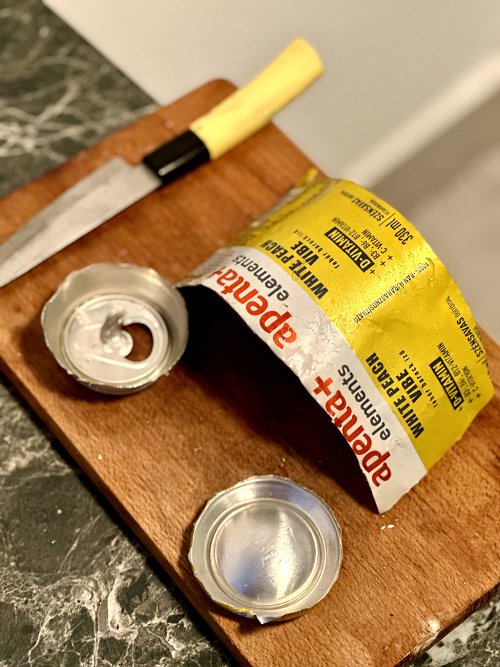 Seed storage preparation from a repurposed aluminum can.